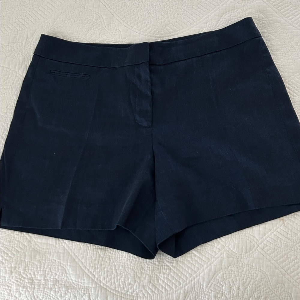 White House Black Market High Waist Navy blended linen Shorts